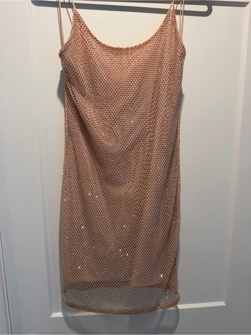 Alice + Olivia Rose Gold Mesh Slip Dress